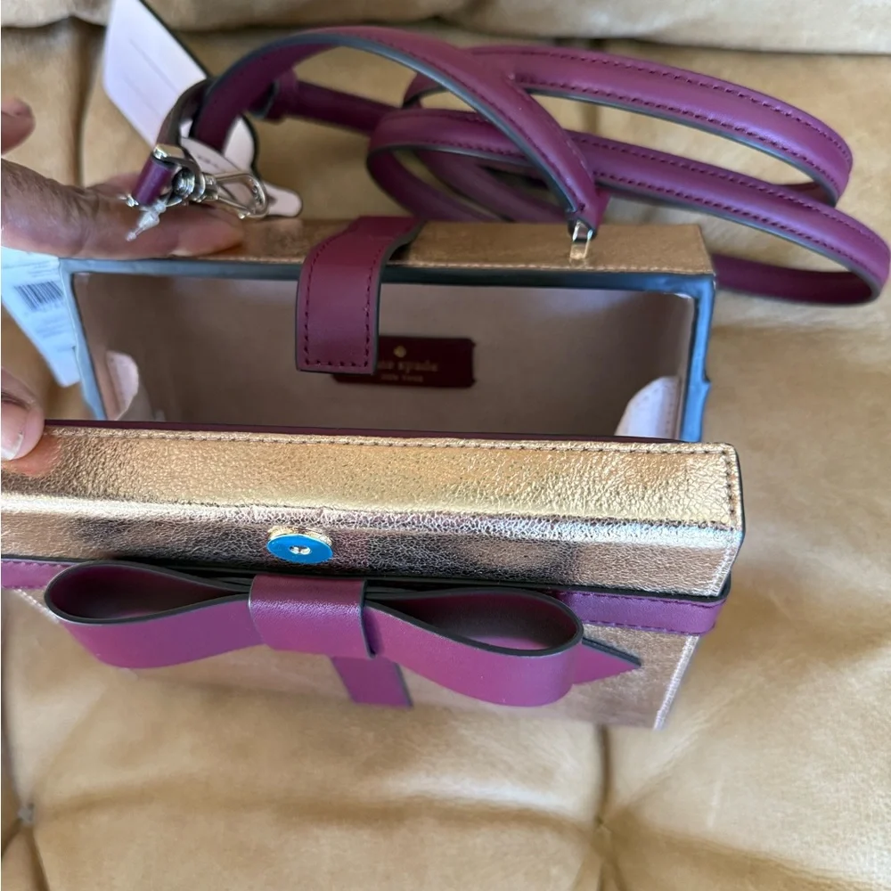 Kate Spade Elegant Rose Gold and Burgundy Handbag NWT - Picture 4 of 5